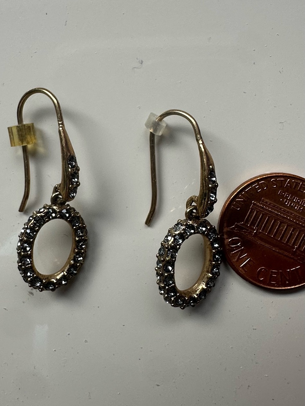 Monet Gold-Tone Oval Crystal Drop Earrings